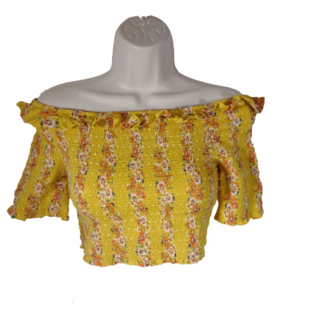 Lizard Thicket les soeurs Yellow Floral Crop Top NEW Size Small Women